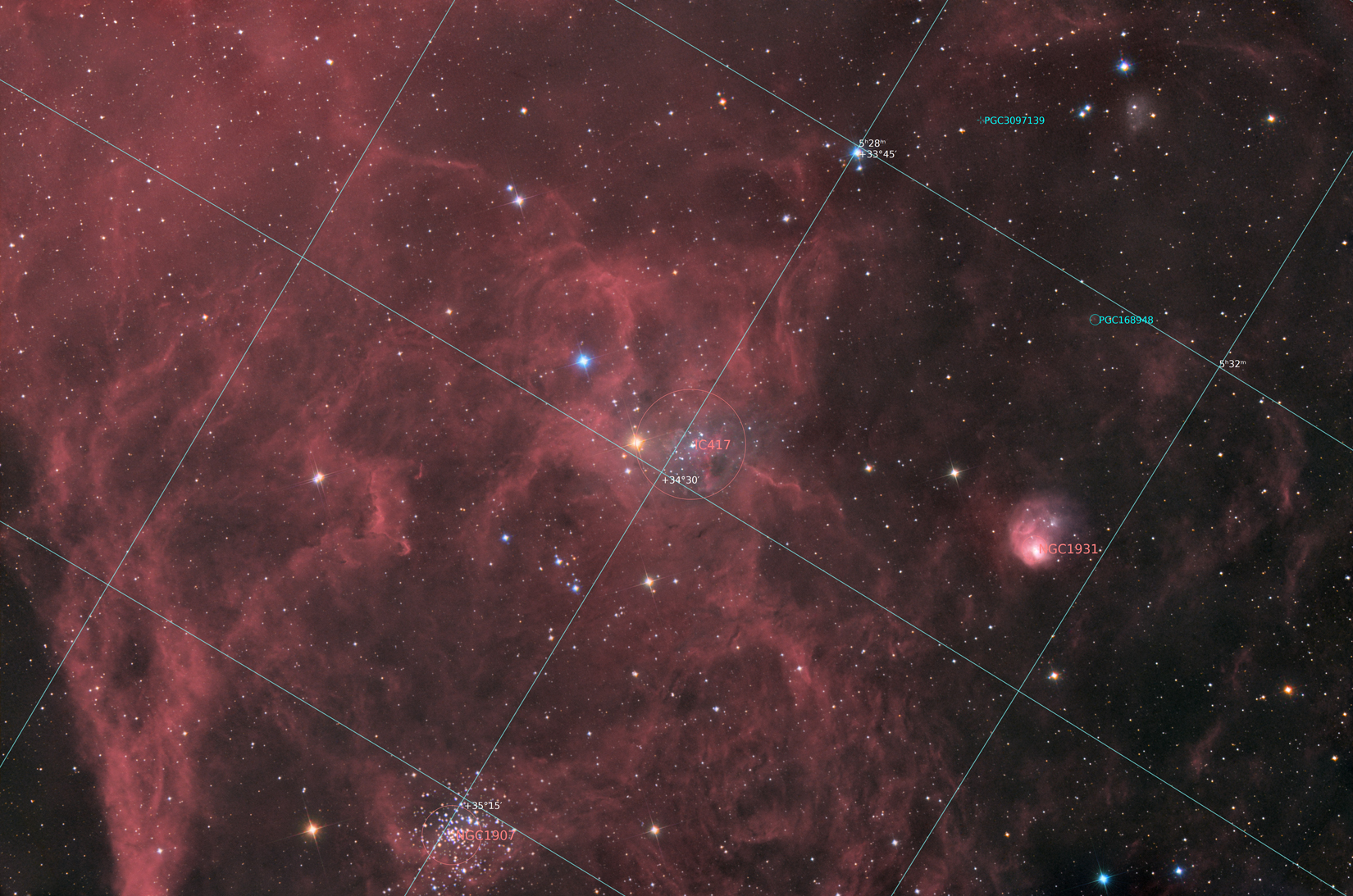 IC417 ,NGC1931, NGC1907